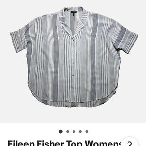 Eileen Fisher Striped silk button shirt M oversized